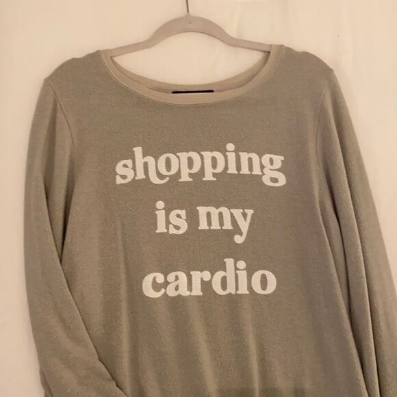 Wildfox “Shopping is my Cardio” Nude Pullover Size M - Picture 2 of 6